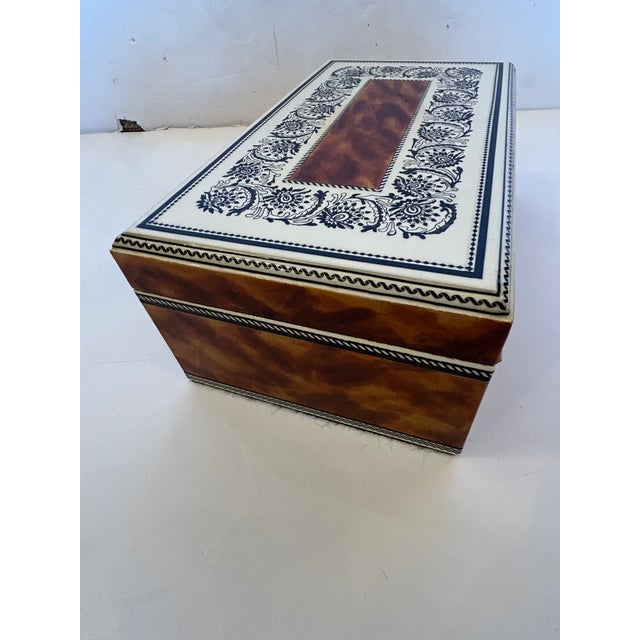 Brown One of a Kind Artist Made Decorative Faux Tortoise and Pen & Ink Box For Sale - Image 8 of 15