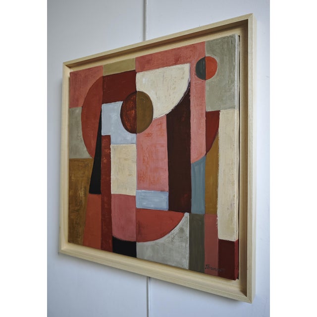 Contemporary Construction Intime, Contemporary Abstract Geometric Oil Painting Framed by Sophie Dumont For Sale - Image 3 of 10