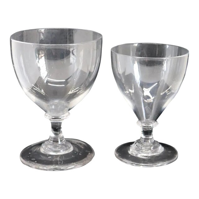 Two English Georgian Clear Glass Rummer Drinking Glasses For Sale