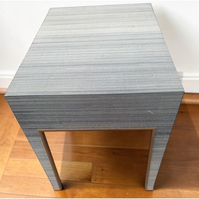 Villa & House Madeline Grasscloth Nightstand in Colonial Blue Shimmer For Sale - Image 10 of 11