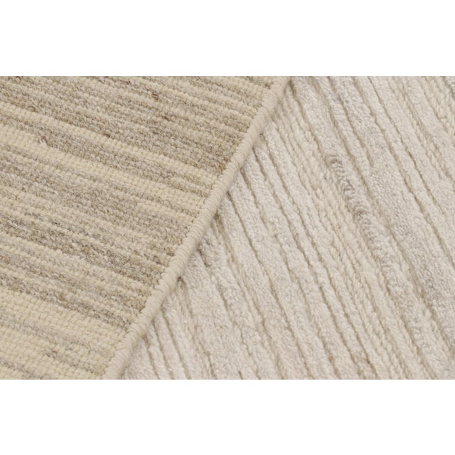 Textile Rug & Kilim’s Textural Rug in White and Gray Abstract High-Low Stripes For Sale - Image 7 of 7