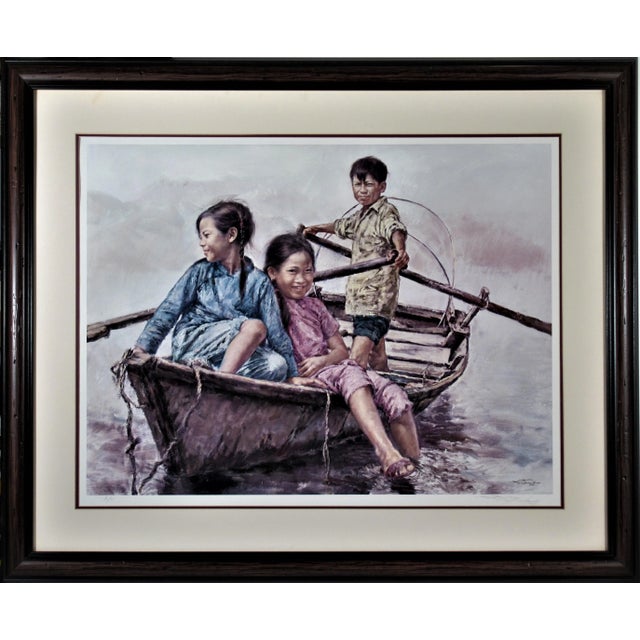 Blue Ming Wai, Children in a Boat, 1976 For Sale - Image 8 of 8