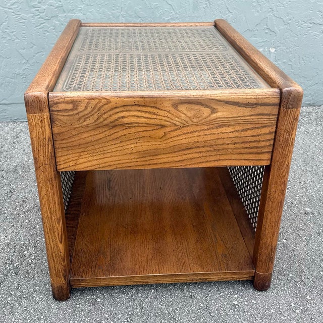Vintage Boho Chic Cane and Oak Modular Sofa and Table Set by Desoto - 8 Pieces For Sale - Image 11 of 12