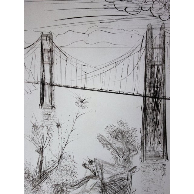 Salvador Dali, Golden Gate Bridge, Original Engraving For Sale - Image 4 of 7