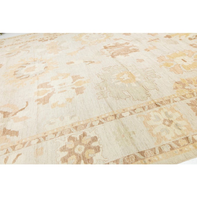 14x19 Modern Oushak Style Hand-Knotted Wool Rug Neutral Earth Tones For Sale - Image 9 of 12
