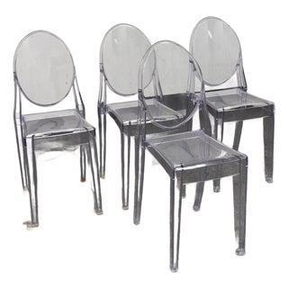 Philippe Starck Style Ghost Side Chairs, Set of Four For Sale