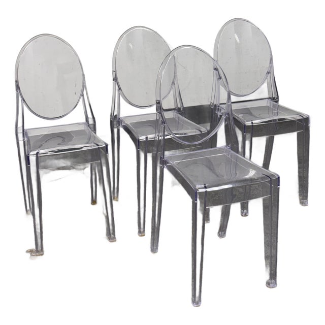 Philippe Starck Style Ghost Side Chairs, Set of Four For Sale