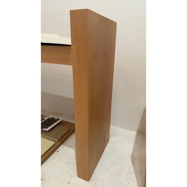 Handcrafted beech wood bench. Newly made by San Francisco woodworker, Jeff Waldman. Overall height is 20 3/4", seat height...