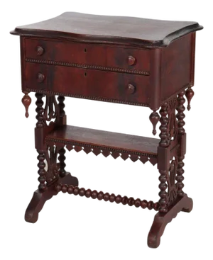 Renaissance Revival Mahogany Work Stand With Lyre Form Trestle Base C1890