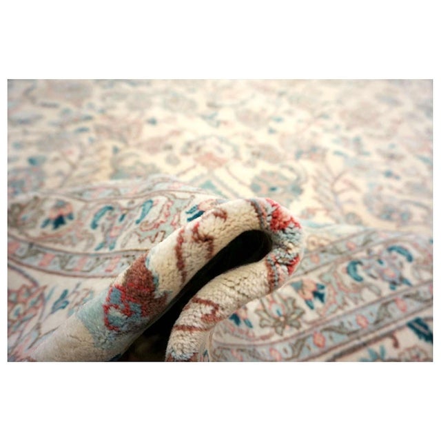Antique Persian Tabriz Pahlavi Wool 12x18 Ivory, Pink & Teal Handmade Area Rug #9902227 For Sale - Image 15 of 15