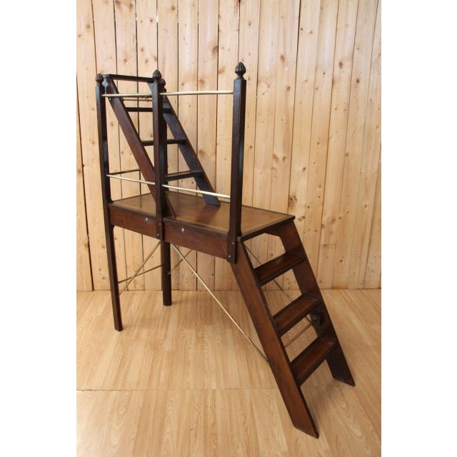 2-Tiered Library Stepladder, 1890s For Sale - Image 14 of 14