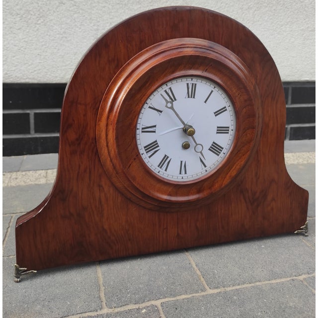 Wood Vintage 1950s Mantel Clock – Fully Restored | Shellac Finish | Quartz Movement For Sale - Image 7 of 7