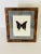 Vintage original art watercolor painting of a butterfly. Framed in vintage walnut root frame.