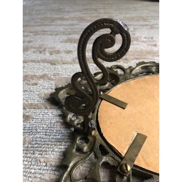 Antique Solid Brass Rococo Style Table Top Mirror For Sale In Philadelphia - Image 6 of 8