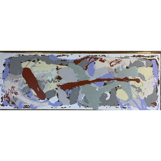 Exceptional mix media painting on reclaimed wood board and frame, acrylic paint, gesso, crystal quartz, and composition....