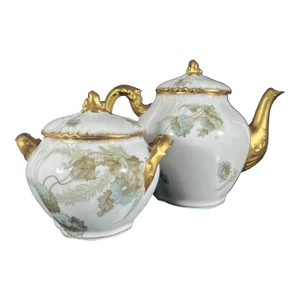 Léon Sazerat (1831-1891) Limoges, Late 19th Century Tea Pot and Lidded Sugar Bowl