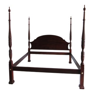 1990s Henkel Harris King Mahogany Rice Poster Bed For Sale