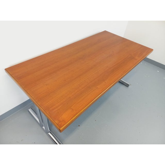 Vintage Desk in Walnut and Chrome Metal, 1970s For Sale - Image 4 of 18