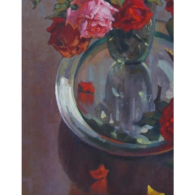 Roses Still Life Painting, 1978 For Sale - Image 4 of 6