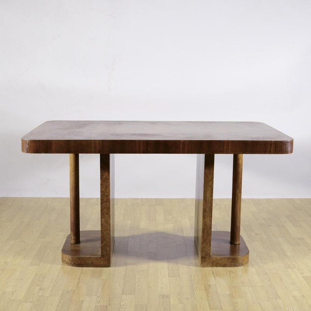 Art Deco Table in Elm Burl and Mahogany, 1930s For Sale - Image 6 of 18