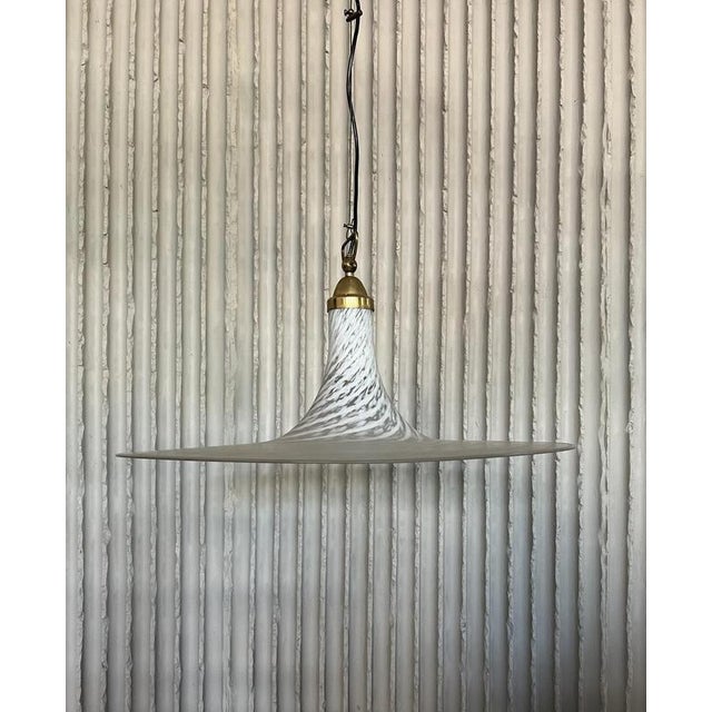 Metal Large Vintage Italian Murano Swirl Glass Pendant, 1970s For Sale - Image 7 of 7