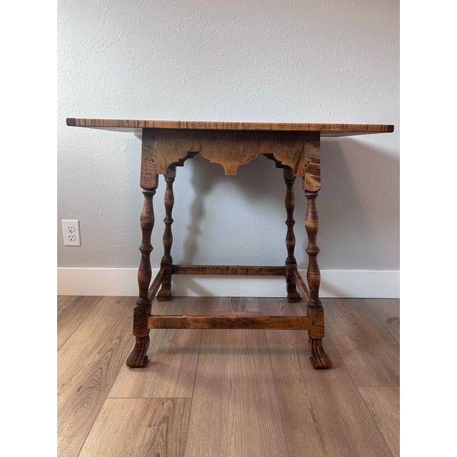 Richard Dimes Company D. R. Dimes Tiger Maple Tavern Side Table For Sale - Image 4 of 11