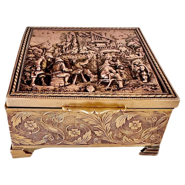 Decorative Jewelry Box in Silver and Gold Coloured Metal, France, 20th Century For Sale