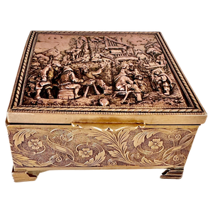 Decorative Jewelry Box in Silver and Gold Coloured Metal, France, 20th Century