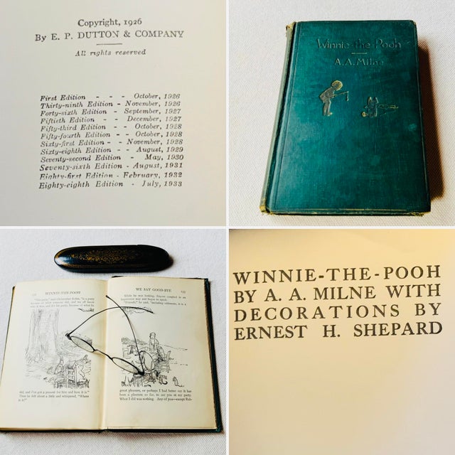 Antique Winnie-the-Pooh a.a. Milne, e.p. Dutton, 88th Edition 1933, Original Green Cloth, Ernest H. Shepard Illustrations, Nantucket Estate For Sale - Image 14 of 18