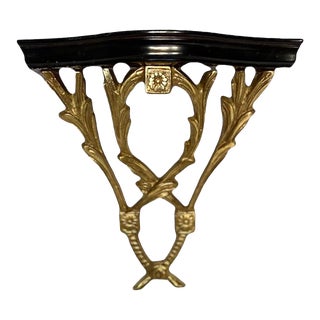 Mid 20th Century Wood and Metal Wall Bracket With Brass Finsh For Sale