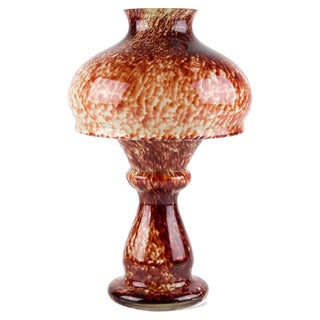 Vintage Red Art Glass Candleholder, 1950s For Sale