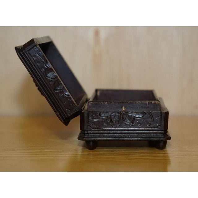Grape Vine Carved Black Forest Wood Music Box, 1880s For Sale - Image 16 of 17