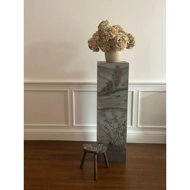 Custom Hand-Painted Scenic Pedestal For Sale - Image 4 of 5