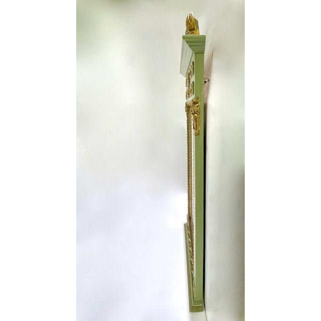 Green 1970s Vintage Provincial French Parcel-Gilt Trumeau Mirror in Green & Gold Deco For Sale - Image 8 of 12