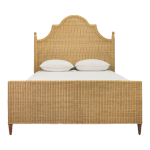Matthew Izzo Home Chamberlain Queen Rattan Bed Frame With Arched Headboards, Side Rails, and Footboard