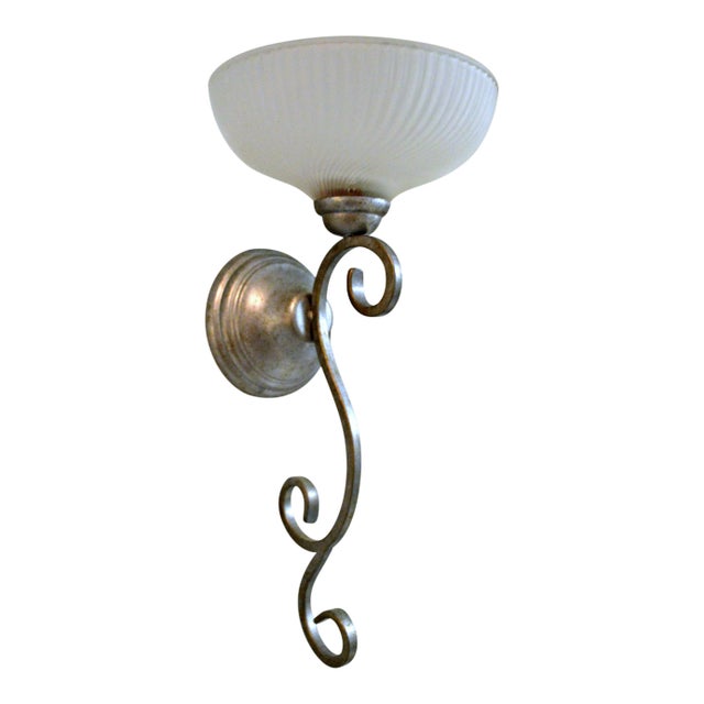 Pewter and Glass Wall Candleholder For Sale