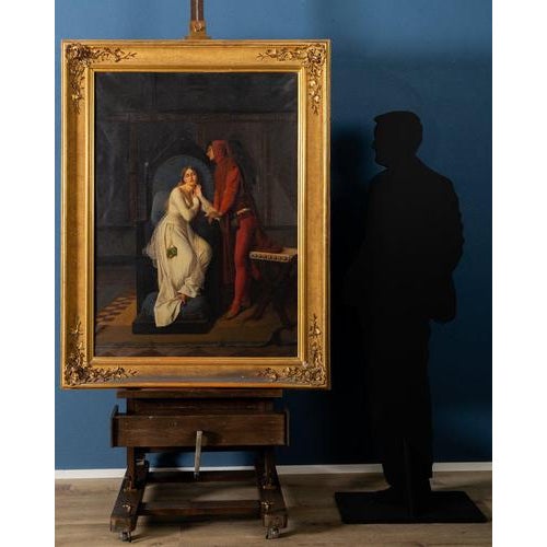 F. Valaperta, Ghismunda and Guiscardo, Oil on Canvas For Sale - Image 3 of 11