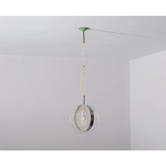 Italian Pendant Lamp in Murano Glass and Brass, 1960s For Sale - Image 9 of 13