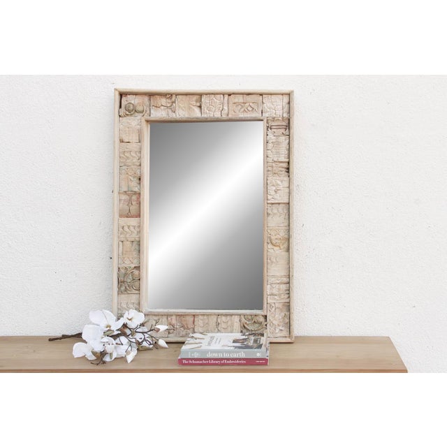 Ecru 34" Reclaimed Carved Patch Work Mirror For Sale - Image 8 of 8