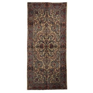Antique Middle Eastern Kerman Laver Rug in Cotton & Wool For Sale