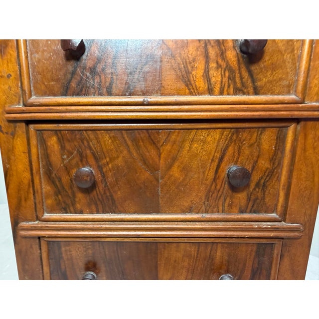 Antique Early 1900s Handmade Wood Veneer Salesman Sample Miniature Dresser Chest For Sale - Image 10 of 15