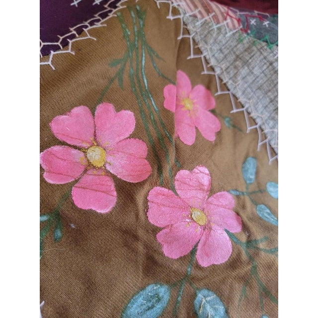 Rustic 19thc Crazy Quilt Hand Painted Blocks ( Dated 1882) For Sale - Image 3 of 8