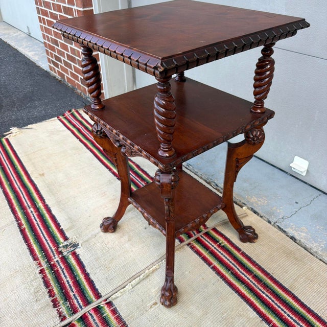 Antique Carved Cherry Wood Side Table, Aesthetic Period, Circa 1890 For Sale - Image 4 of 18