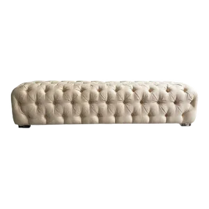 1990s Cream Tufted Ultrasuede Shlomi Haziza Bench