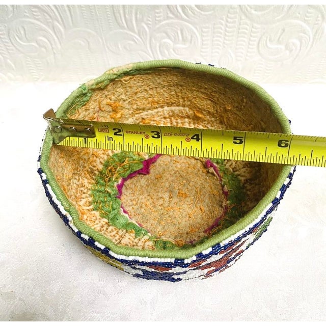 Animal Skin 1940s Vintage Hand Made Beaded Pashtun Afghanistan Hat For Sale - Image 7 of 12