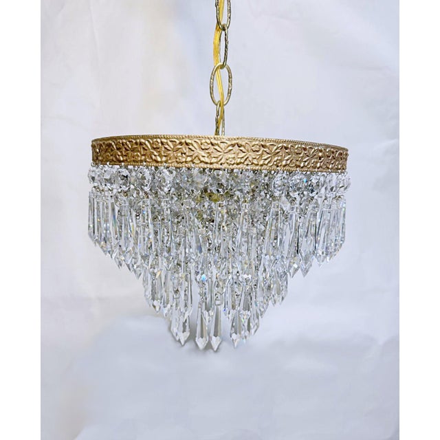 Traditional Vintage Italian Brass Upside Down Layered Cake Pendant For Sale - Image 3 of 8