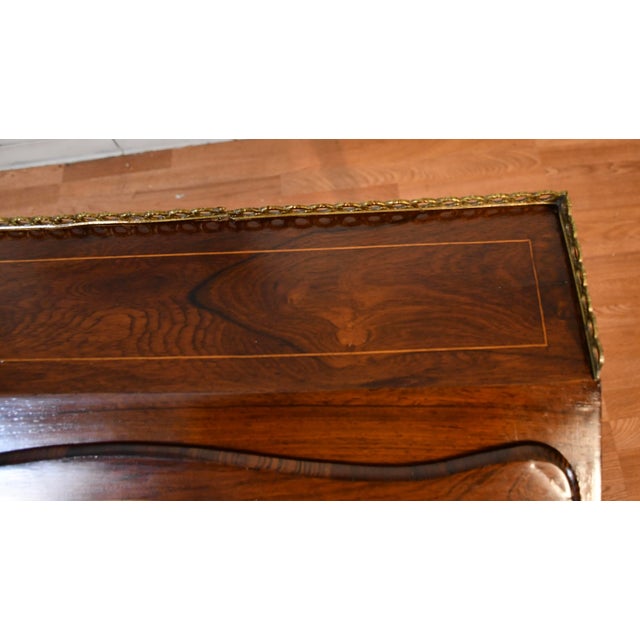 1880s Antique French Louis XV Walnut & Satinwood Inlay Secretary Ladies Desk For Sale - Image 15 of 18