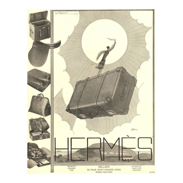 1926 Rare- Original French Art Deco Hermès Advertisement Print-Luxury Products, Travel, by Lepape For Sale