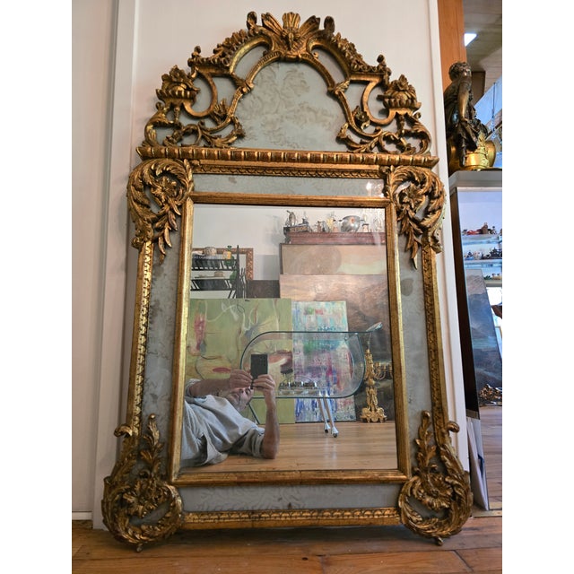 Gold Vintage Early Mid Century Modern Italian Gilded Mirror For Sale - Image 8 of 14