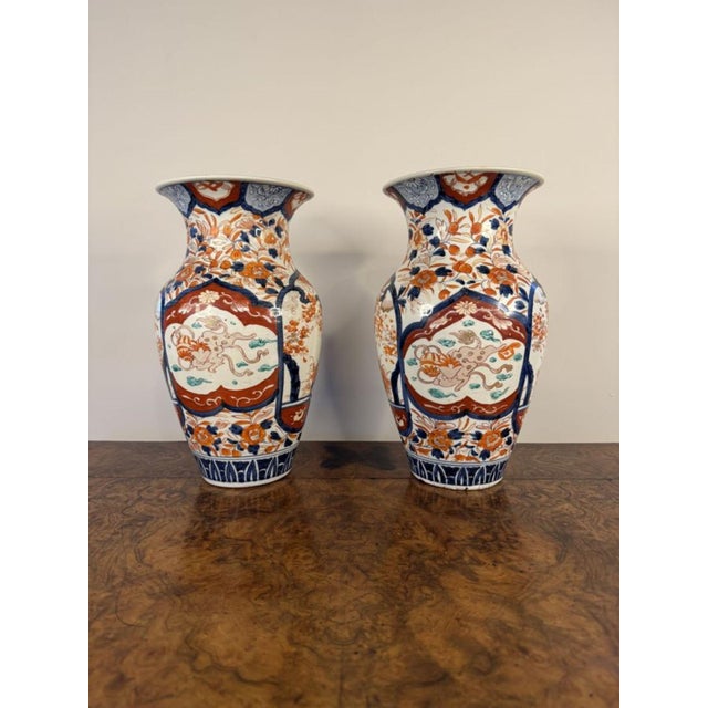 Large Antique Japanese Imari Vases, 1900s, Set of 2 For Sale - Image 3 of 7